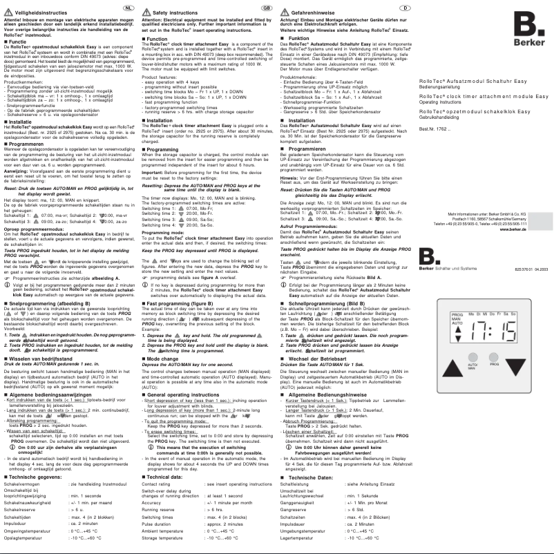 Página 1 del manual Manual de usuario Berker 17627124