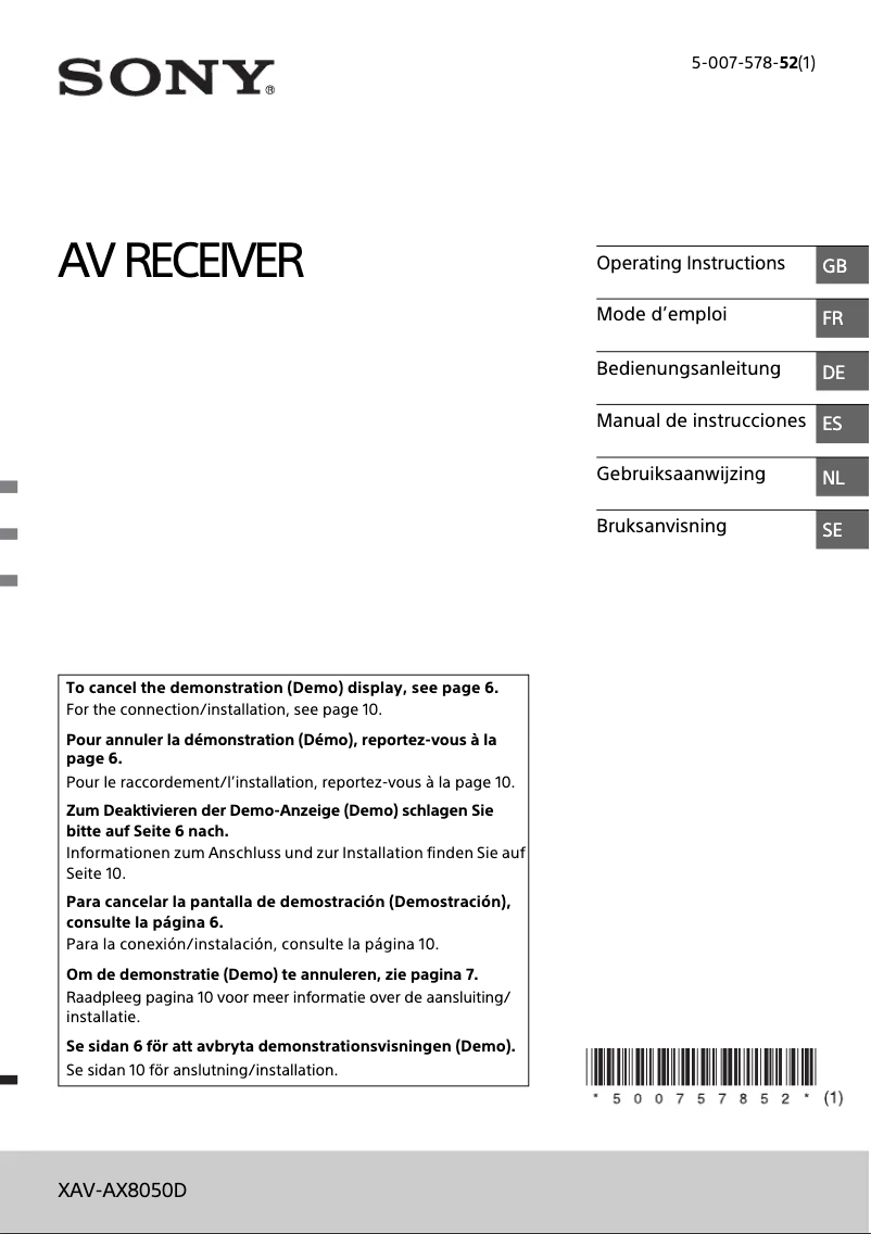 Página 1 del manual Manual de usuario Sony XAV-AX8050D