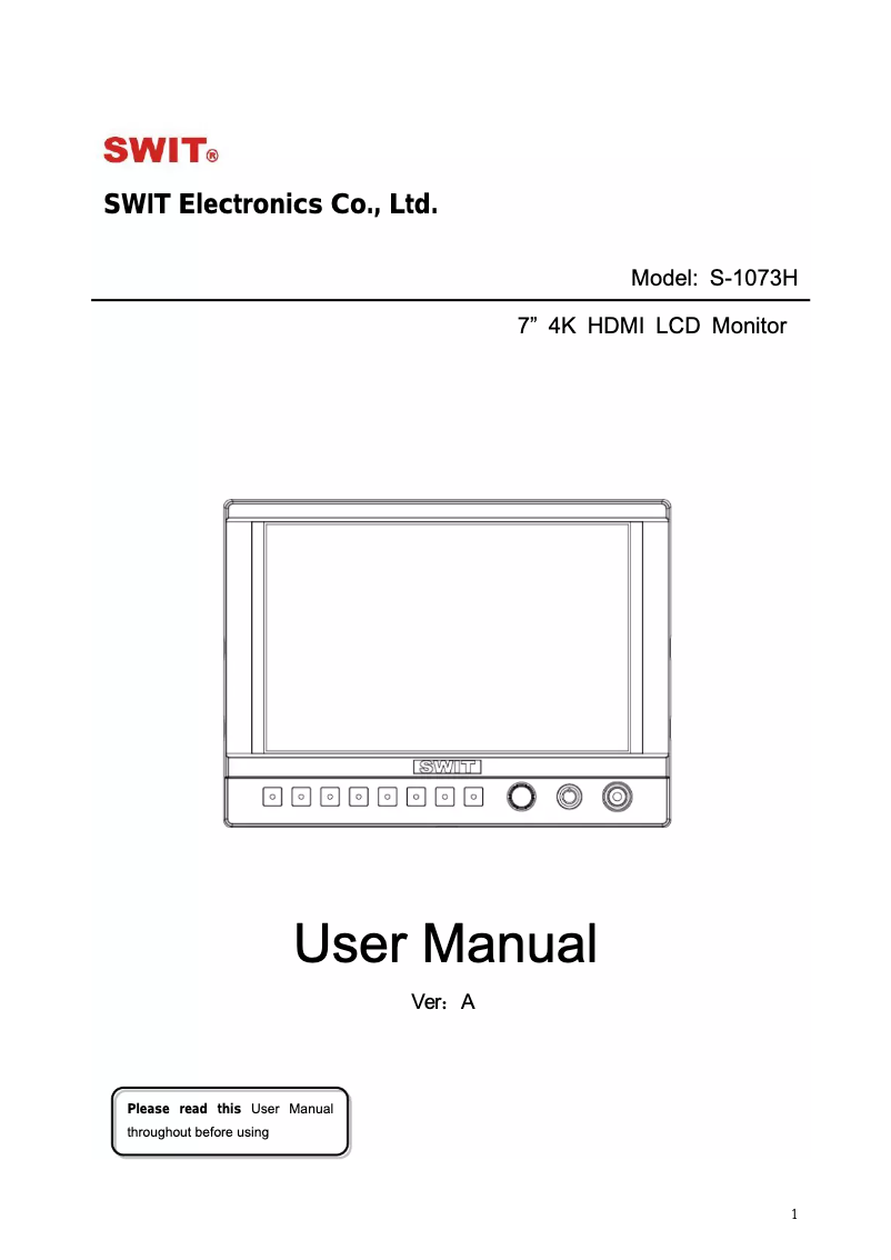 Imagen de la primera página del manual del dispositivo S-1073H