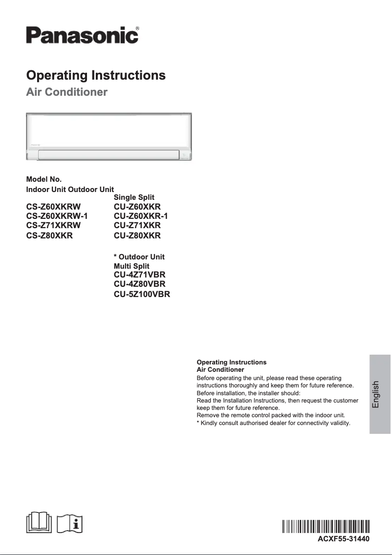 Página 1 del manual Manual de usuario Panasonic CU-Z80XKR