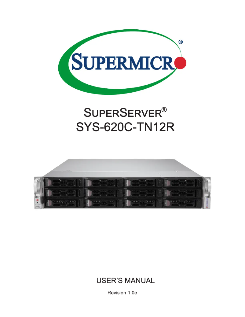 Imagen de la primera página del manual del dispositivo SuperServer SYS-620C-TN12R