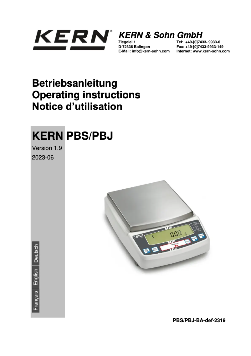 Página 1 del manual Manual de usuario Kern PBS 6200-2M