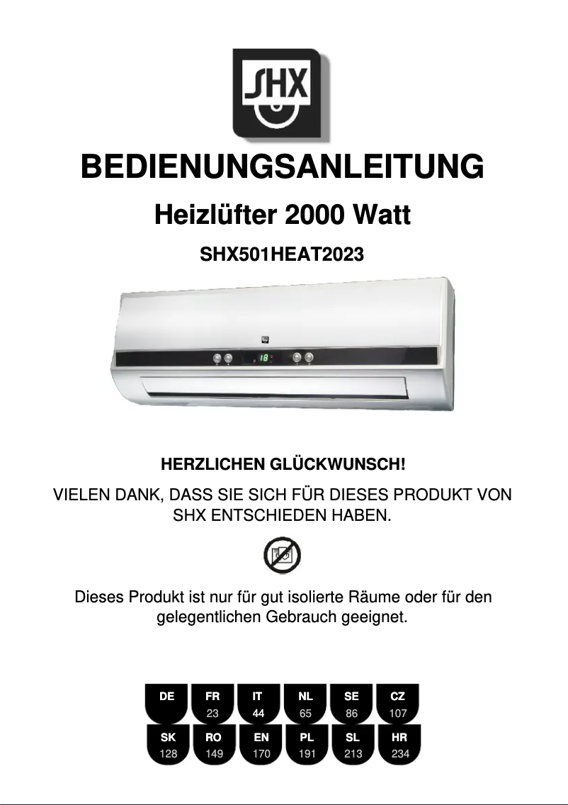 Página nº 1 - Manual de usuario SHX SHX501HEAT2023