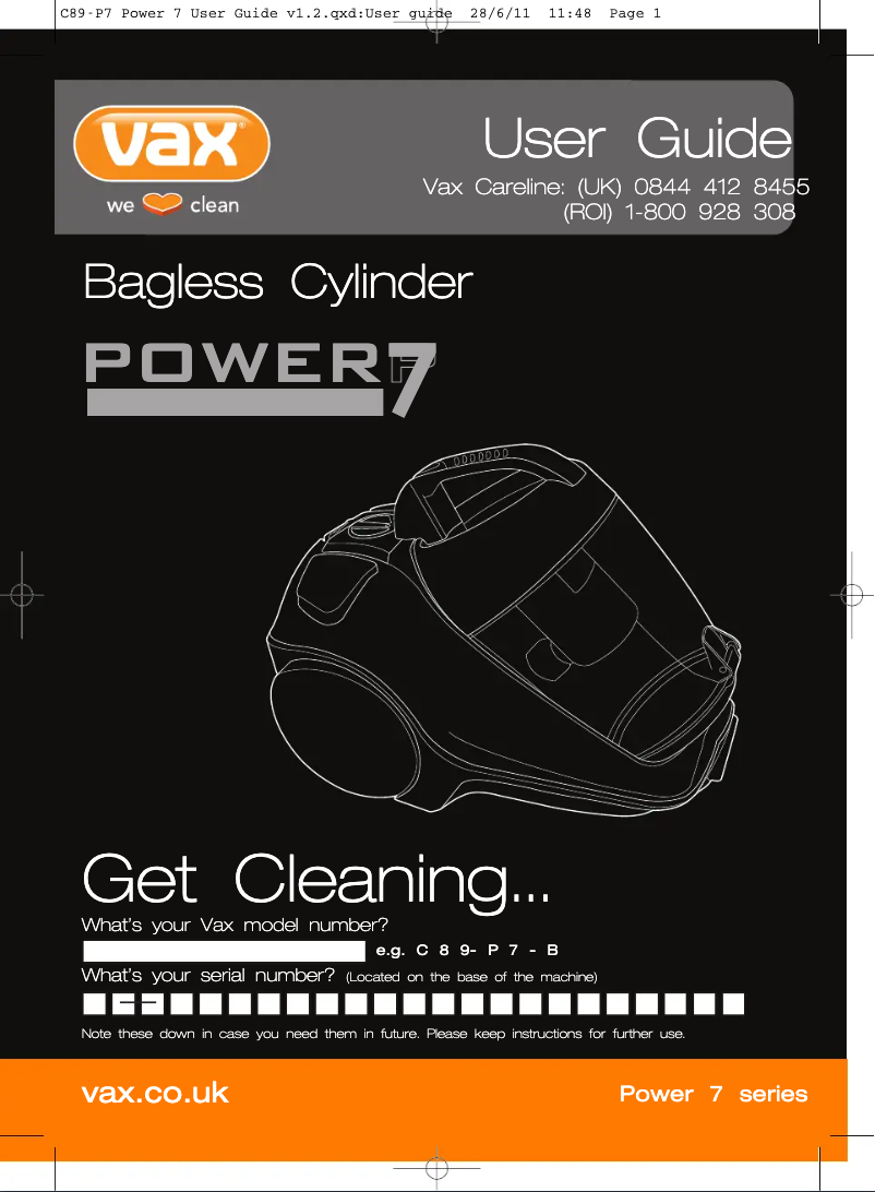 Página nº 1 - Manual de usuario Vax Power 7 C89-P7N-B