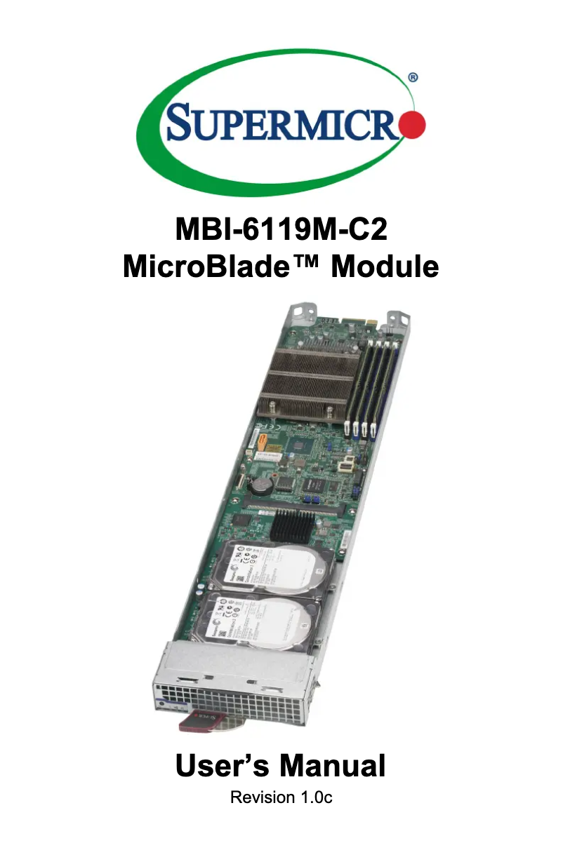Imagen de la primera página del manual del dispositivo MicroBlade MBI-6119M-C2