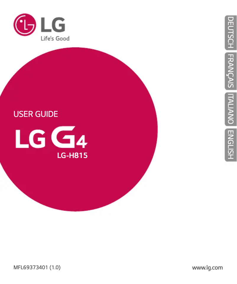 Imagen de la primera página del manual del dispositivo LG-H815