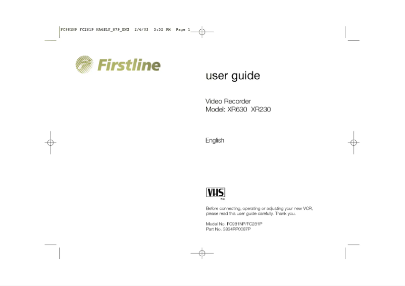 Imagen de la primera página del manual del dispositivo FC981NP