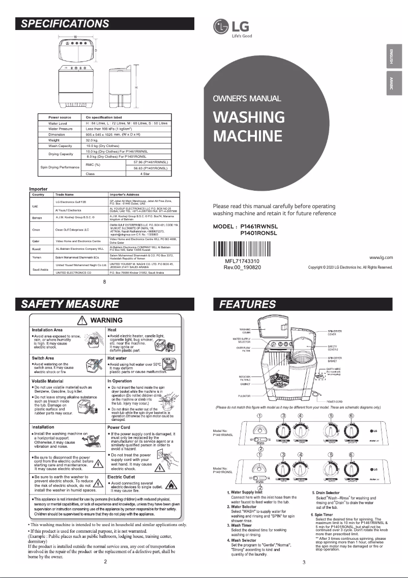 Página 1 del manual Manual de usuario LG P1401RON5L