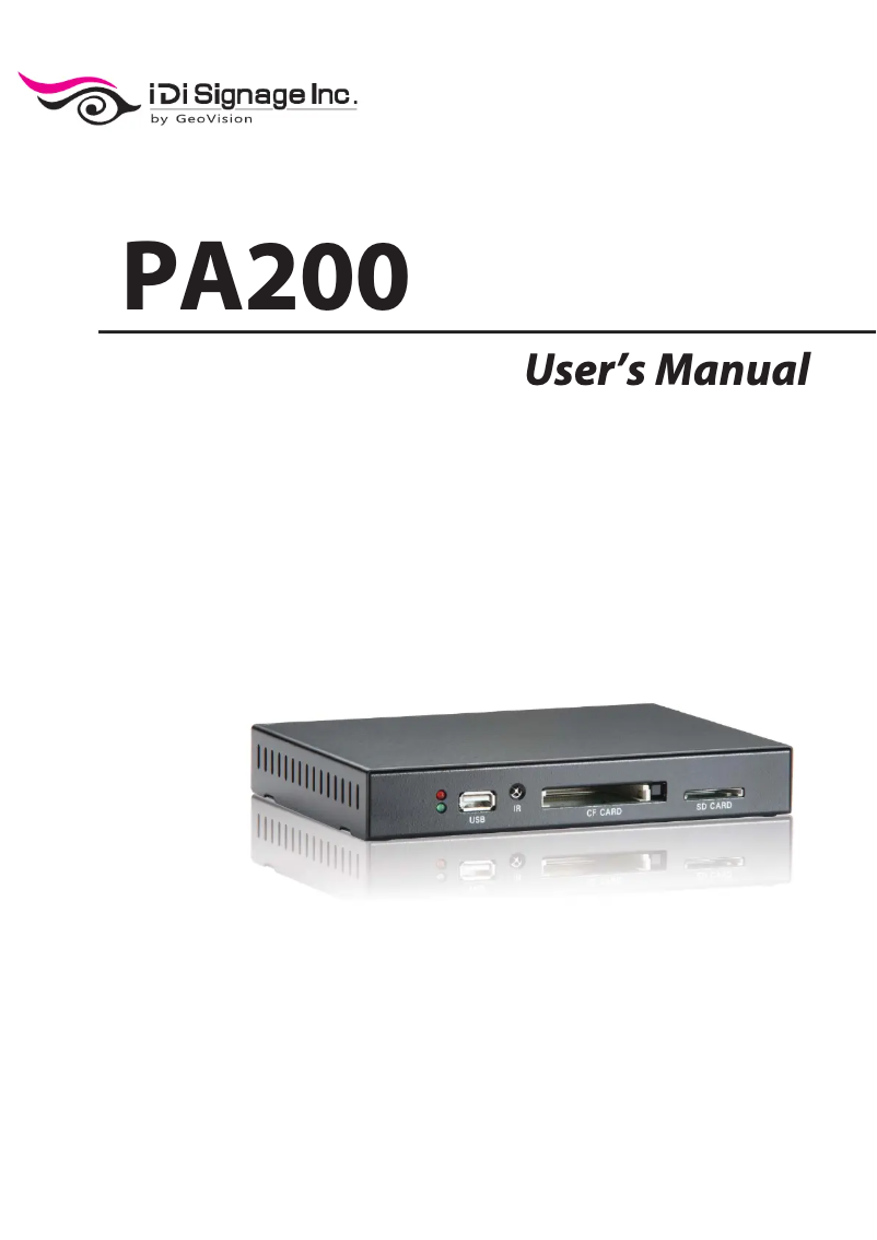 Página 1 del manual Manual de usuario Geovision PA200