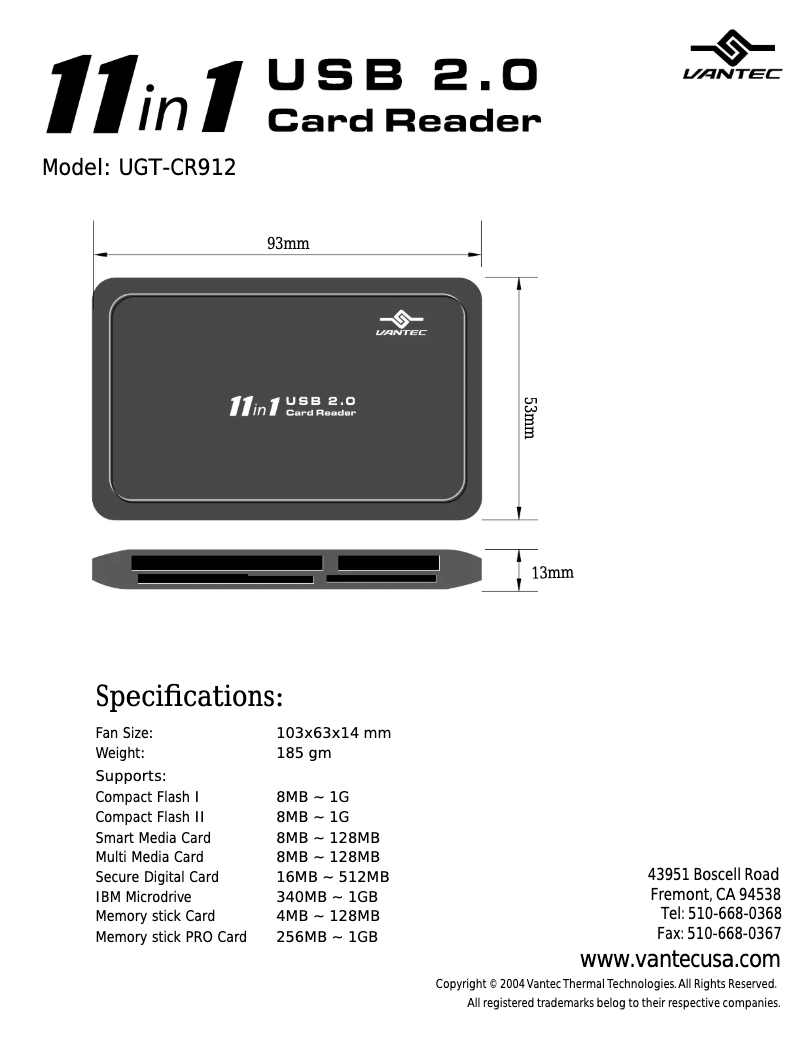 Imagen de la primera página del manual del dispositivo UGT-CR912