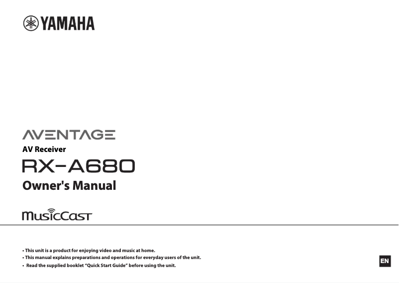 Página 1 del manual Manual de usuario Yamaha Aventage RX-A680