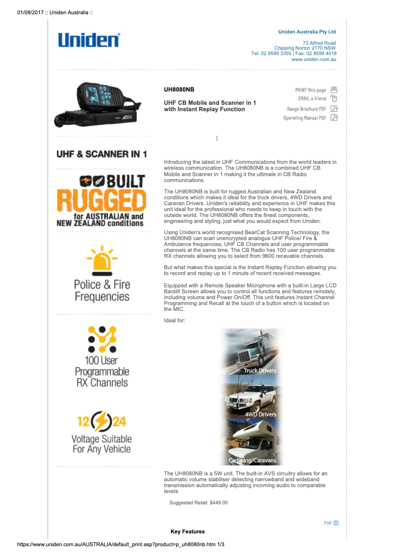 Imagen de la primera página del manual del dispositivo UH8080NB