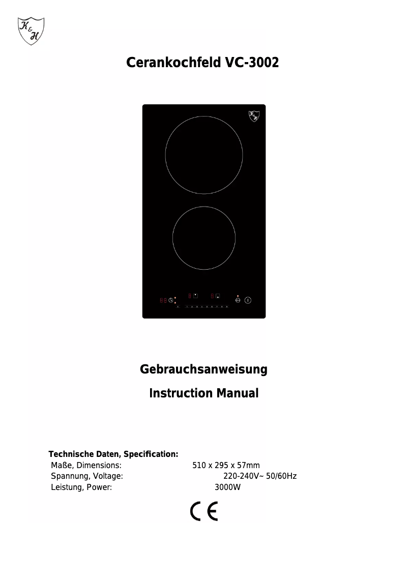 Imagen de la primera página del manual del dispositivo VC-3002