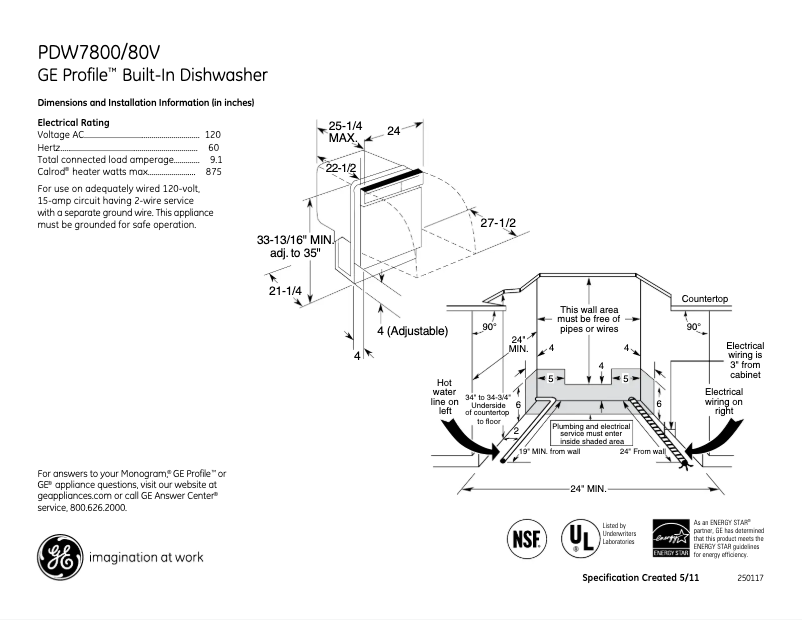 Imagen de la primera página del manual del dispositivo Profile PDW7800VWW