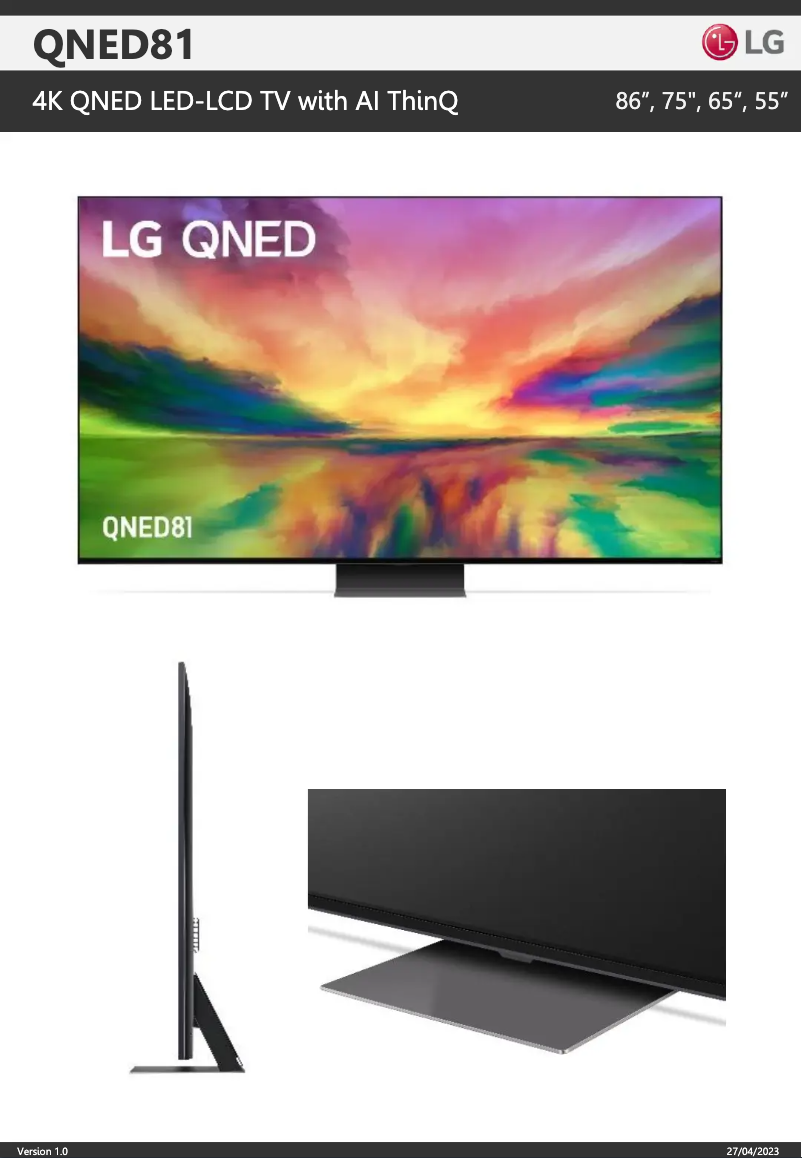 Página 1 del manual Ficha técnica LG 86QNED81SRA