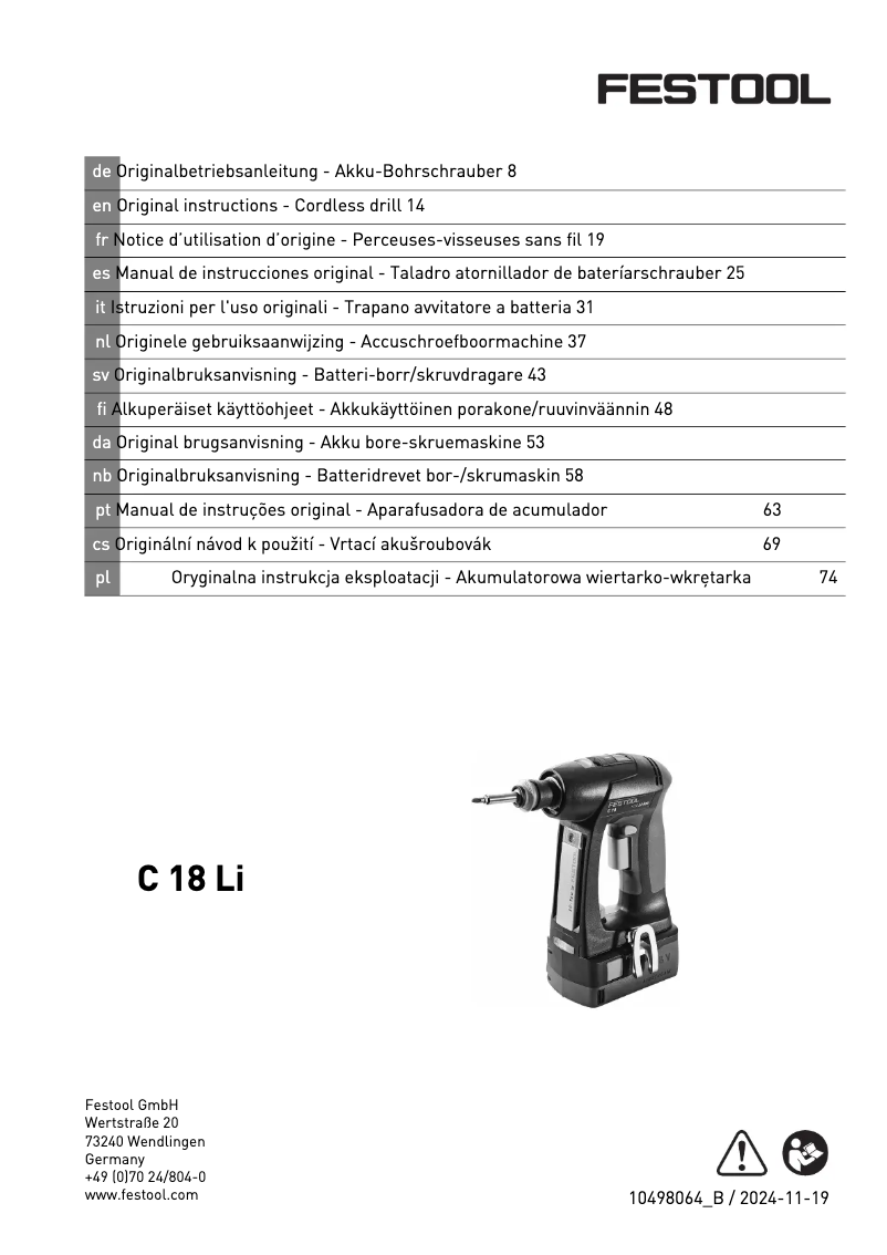 Imagen de la primera página del manual del dispositivo C 18 HPC 4,0 I-Set