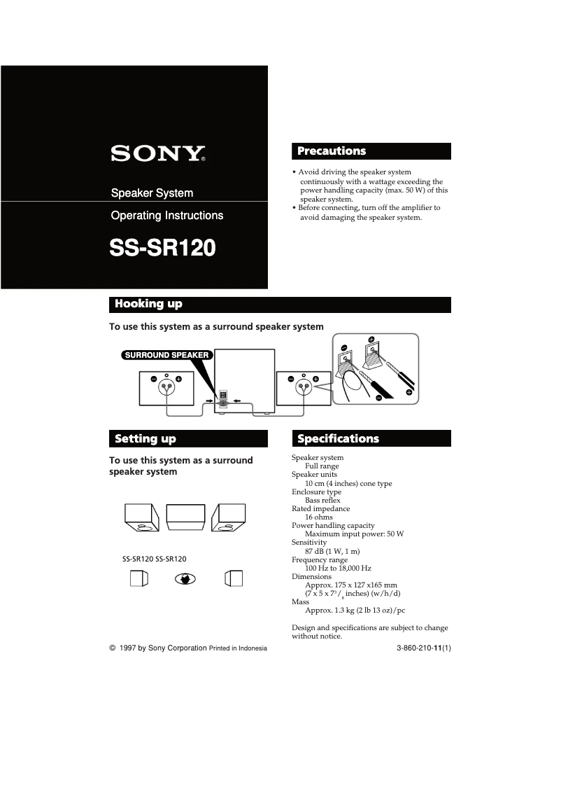 Página nº 1 - Manual de usuario Sony SS-SR120