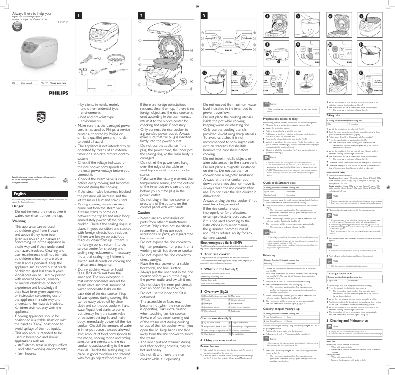 Imagen de la primera página del manual del dispositivo Viva Collection HD3130