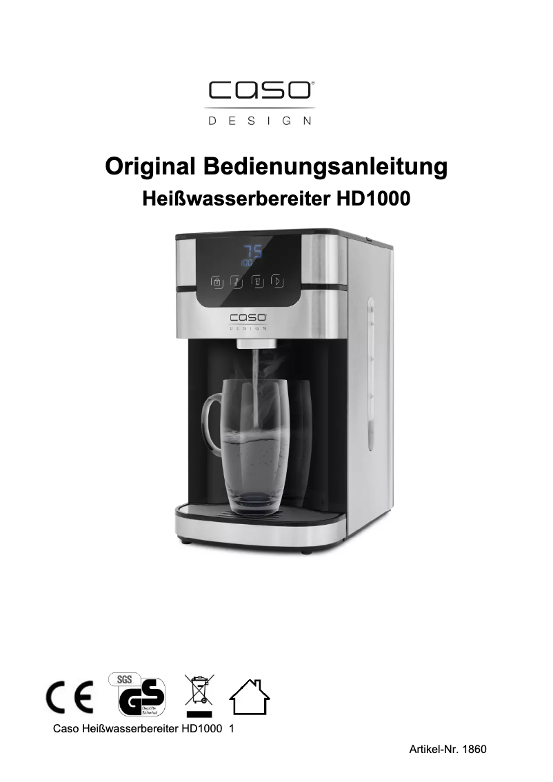 Página 1 del manual Manual de usuario Caso HD1000