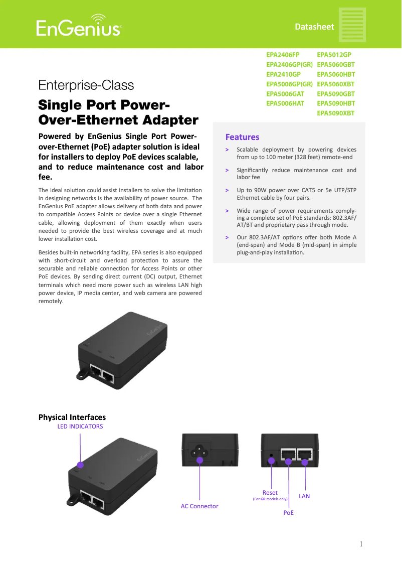 Imagen de la primera página del manual del dispositivo EPA5006GAT