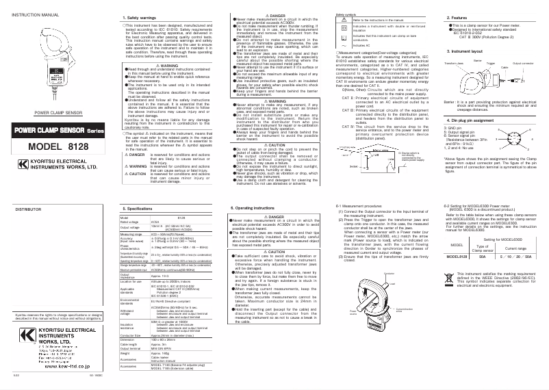 Página 1 del manual Manual de usuario Kyoritsu 8128