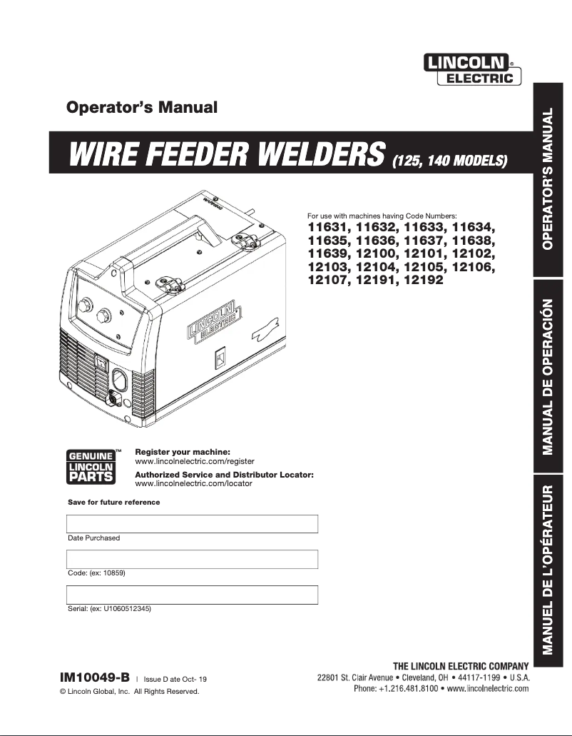 Imagen de la primera página del manual del dispositivo Easy MIG 140