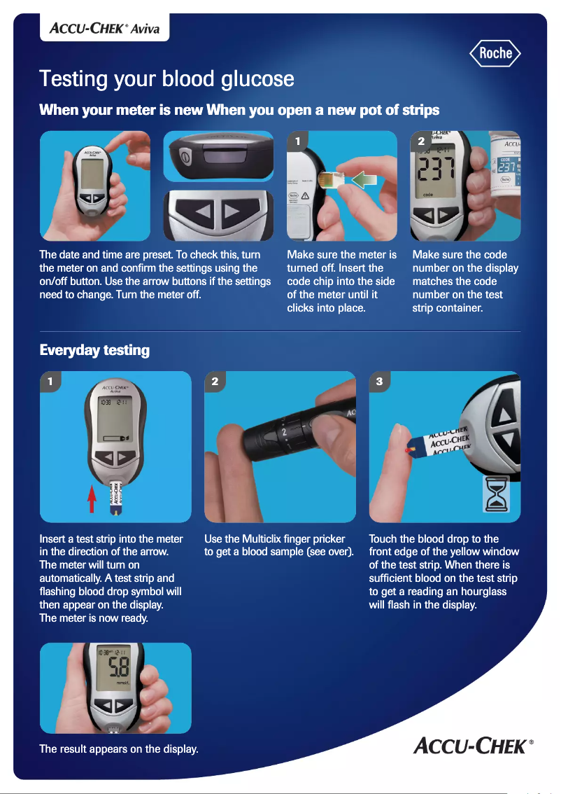 Página 1 del manual Guía de inicio rápido Accu-Chek Aviva
