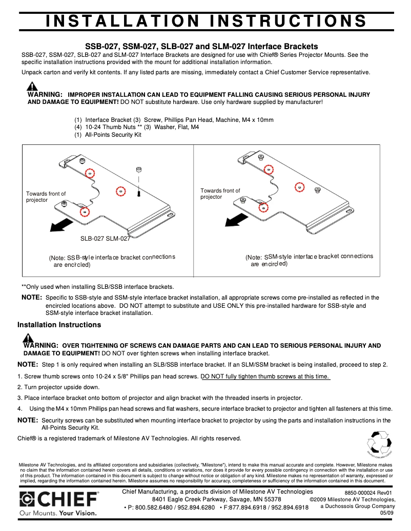 Página 1 del manual Manual de usuario Chief SLM027