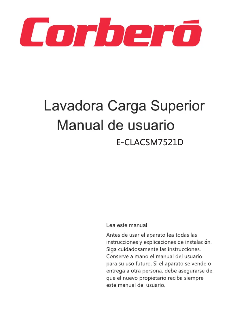 Página 1 del manual Manual de usuario Corbero E-CLACSM7521D