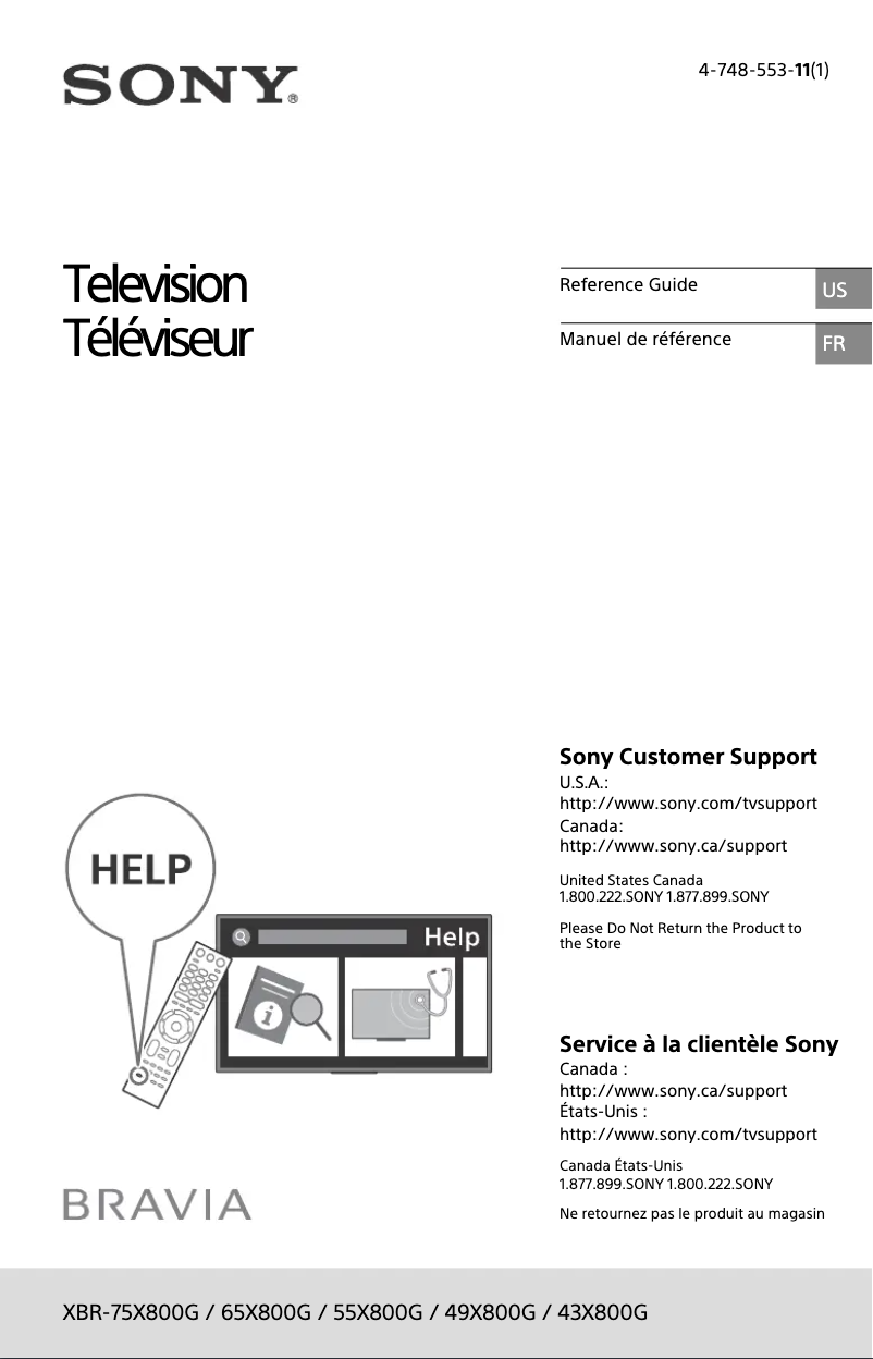 Imagen de la primera página del manual del dispositivo Bravia XBR-65X800G