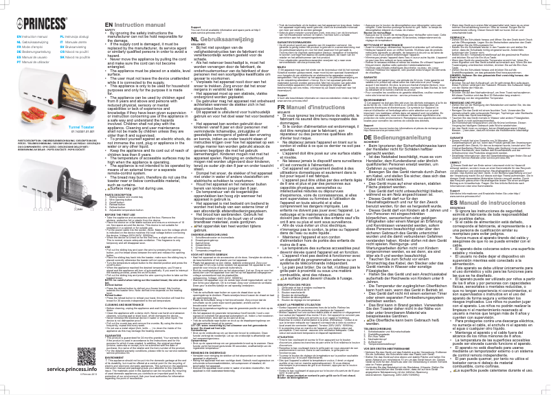 Página 1 del manual Manual de usuario Princess Tunnel Toaster 142331