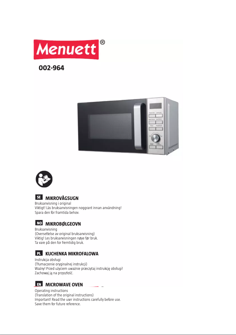 Página 1 del manual Manual de usuario Menuett 002-964