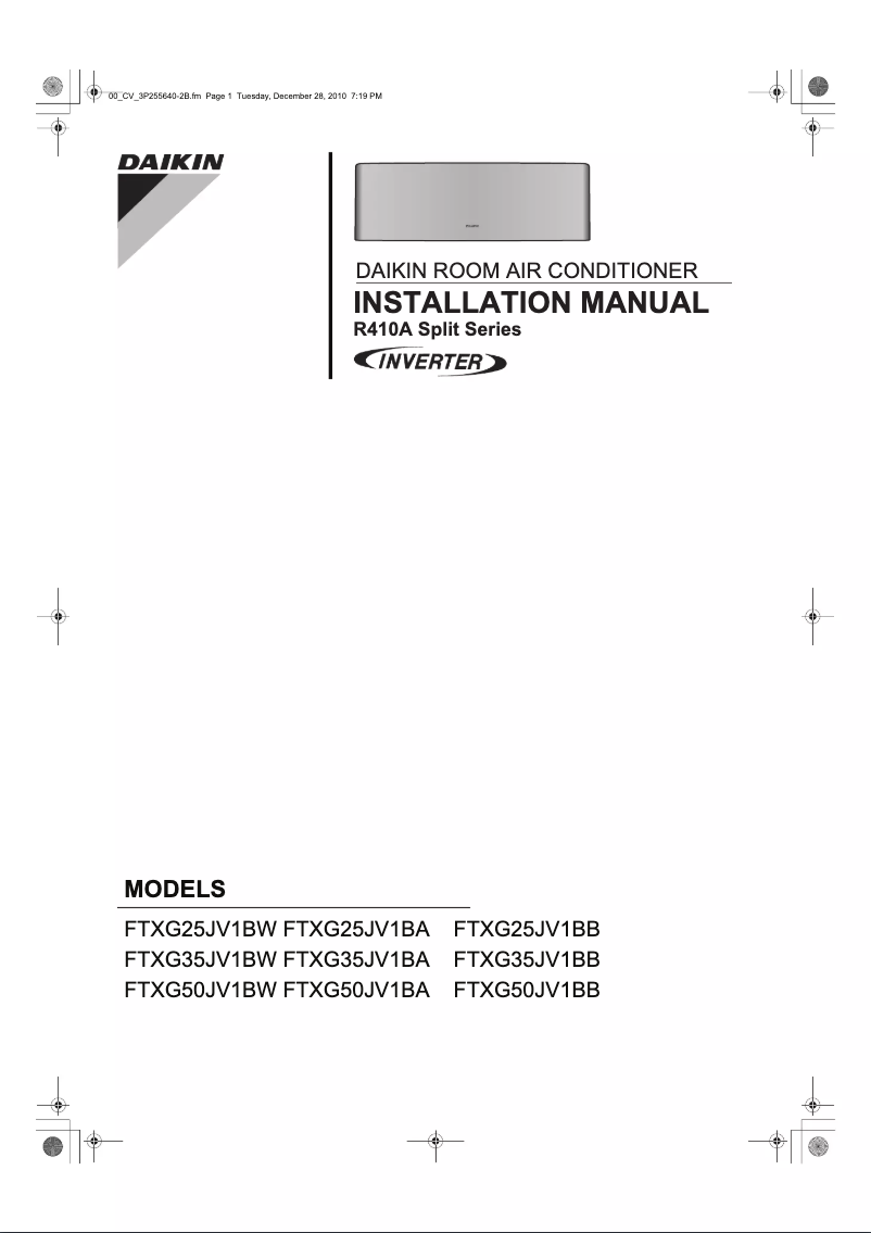 Página nº 1 - Guía de instalación Daikin FTXG25JV1BB