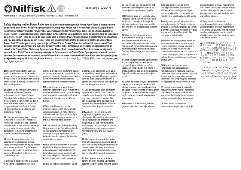 Página nº 1 - Manual de usuario Nilfisk Patiocleaner 128500702