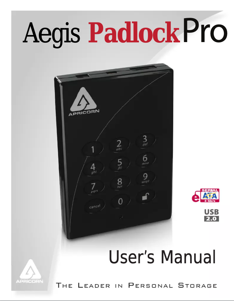 Imagen de la primera página del manual del dispositivo Aegis Padlock Pro