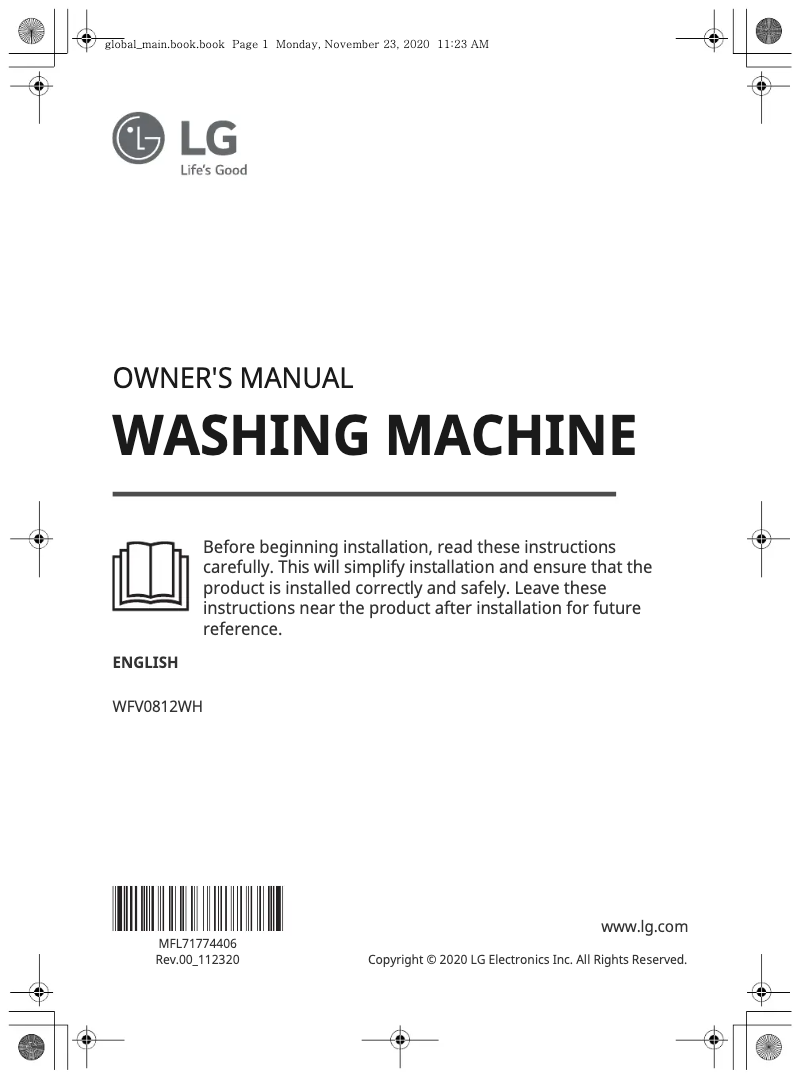 Imagen de la primera página del manual del dispositivo WFV0812WH