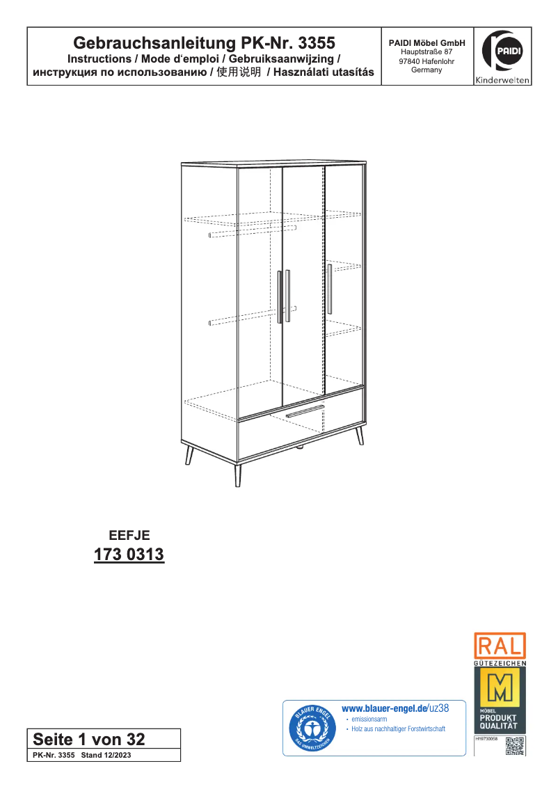 Imagen de la primera página del manual del dispositivo Eefje