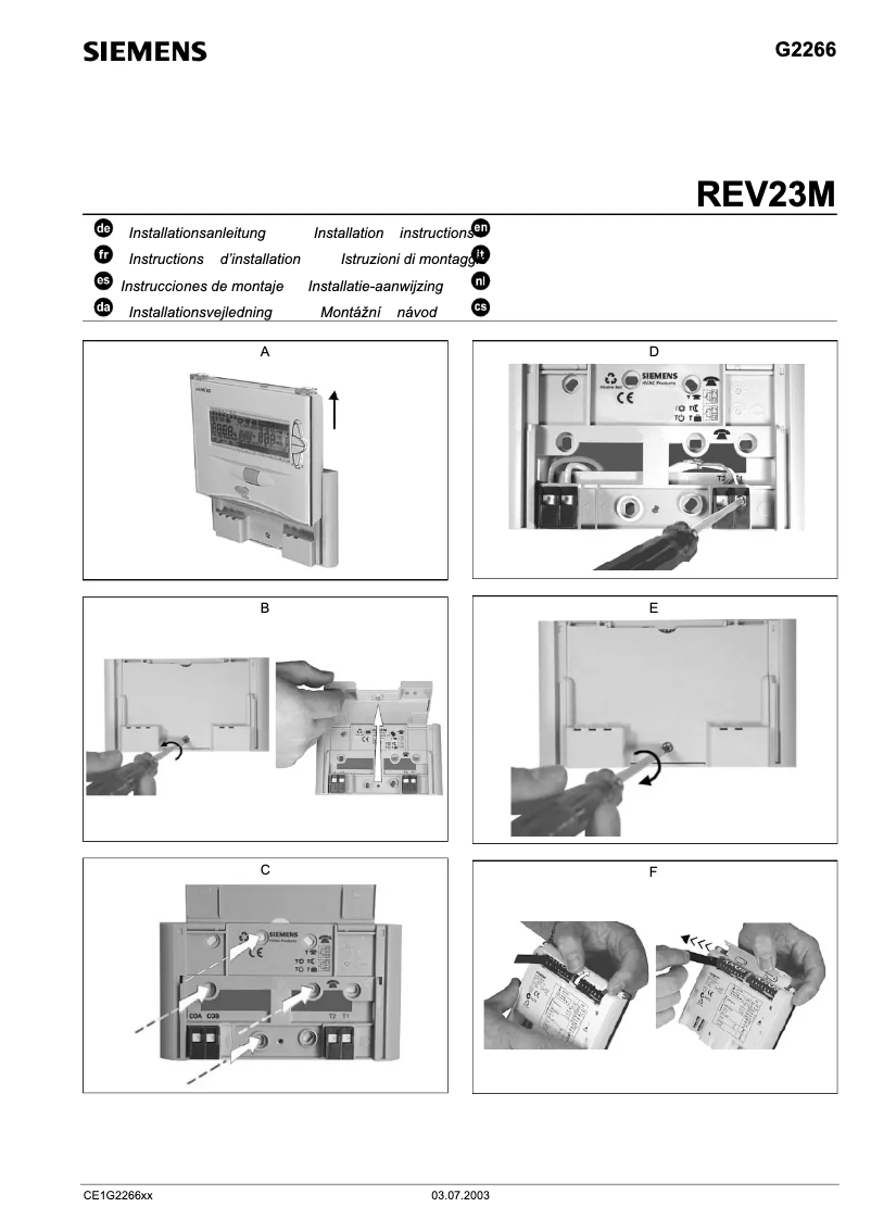 Imagen de la primera página del manual del dispositivo REV23M