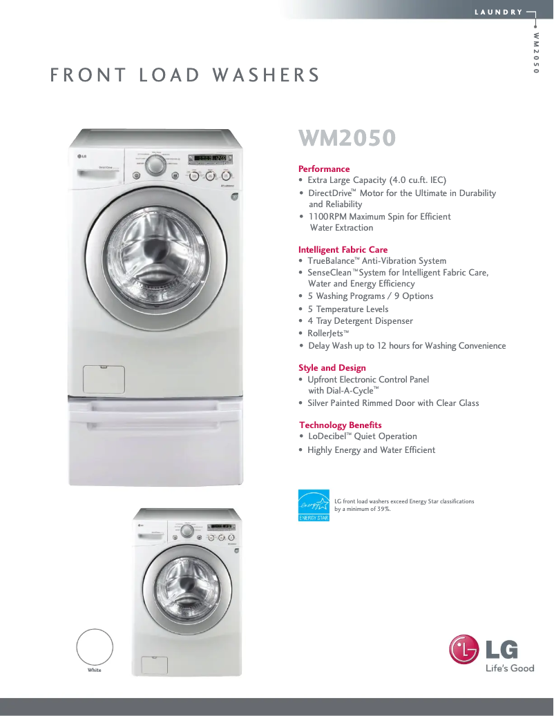 Página 1 del manual Ficha técnica LG WM2050CW