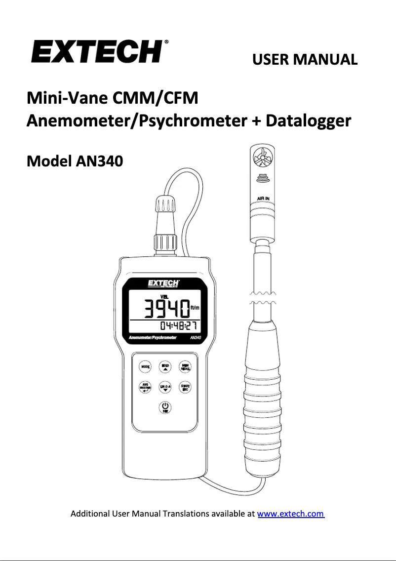 Página 1 del manual Manual de usuario Extech AN340