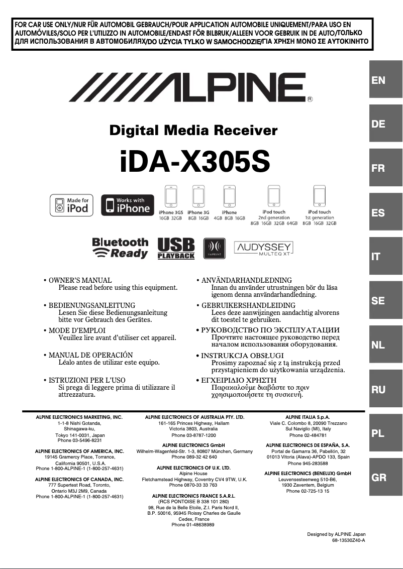 Imagen de la primera página del manual del dispositivo IDA-X305S