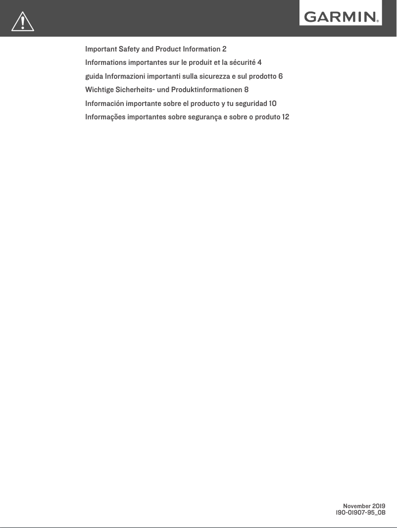 Página 1 del manual Instrucciones de seguridad Garmin D2 Delta PX