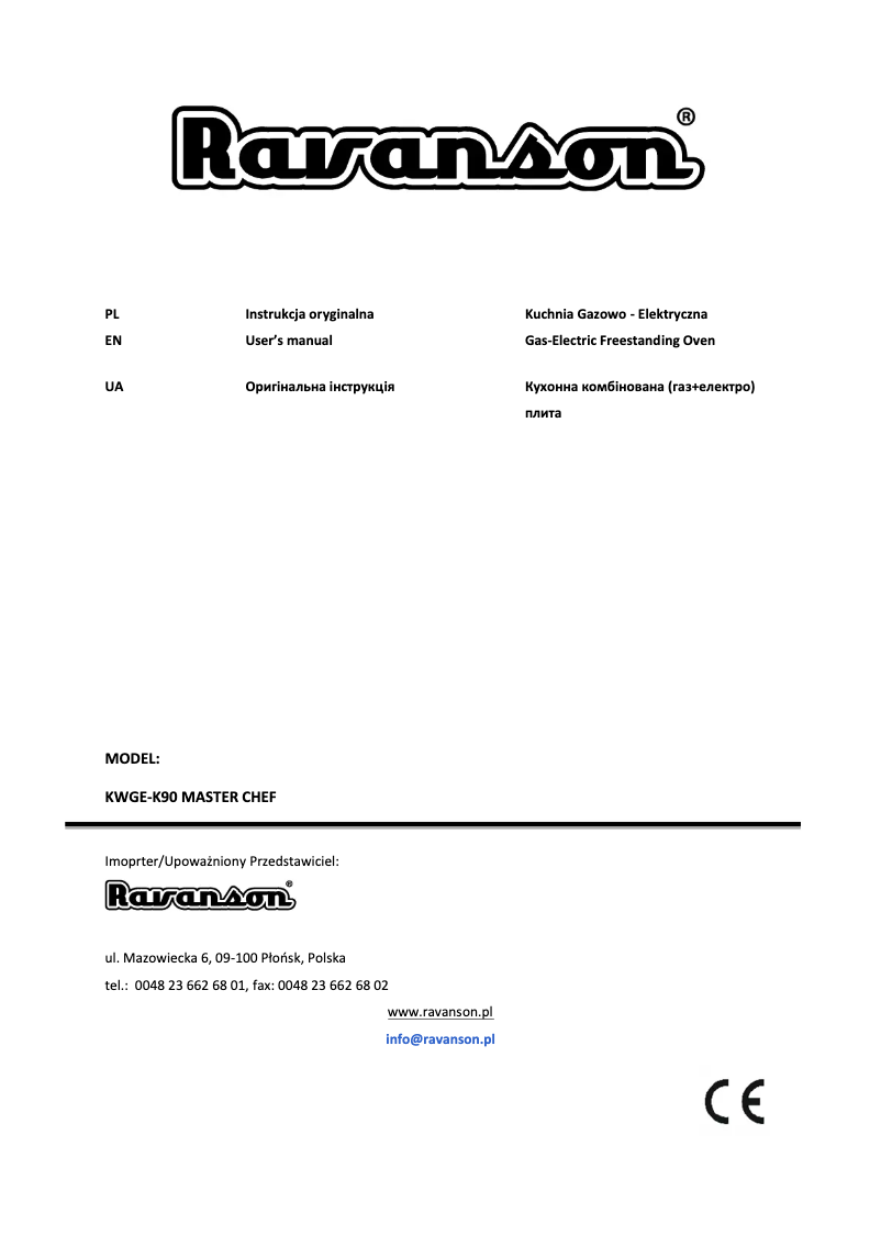 Imagen de la primera página del manual del dispositivo Master Chef KWGE-K90