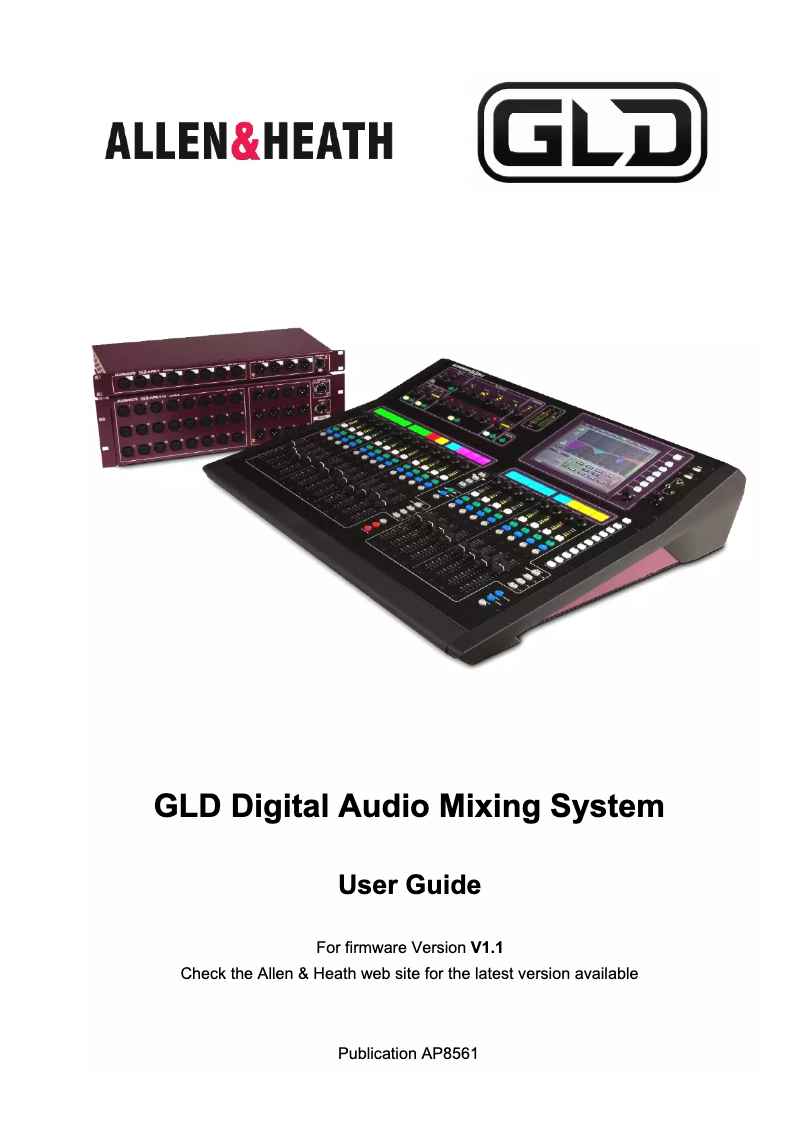 Imagen de la primera página del manual del dispositivo GLD Digital Audio Mixing System