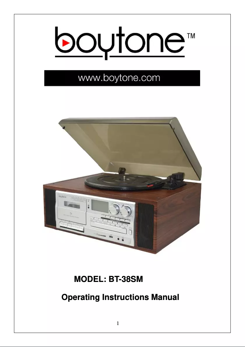 Imagen de la primera página del manual del dispositivo BT-38SM