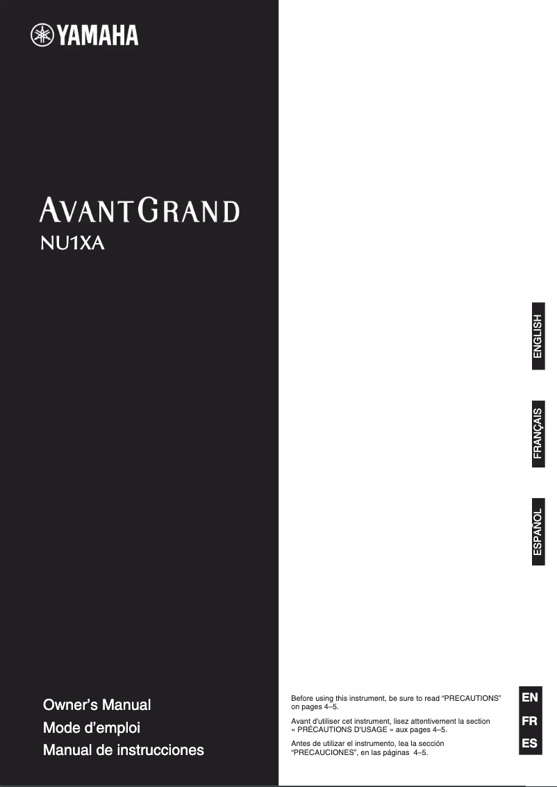 Página 1 del manual Manual de usuario Yamaha AvantGrand NU1XA