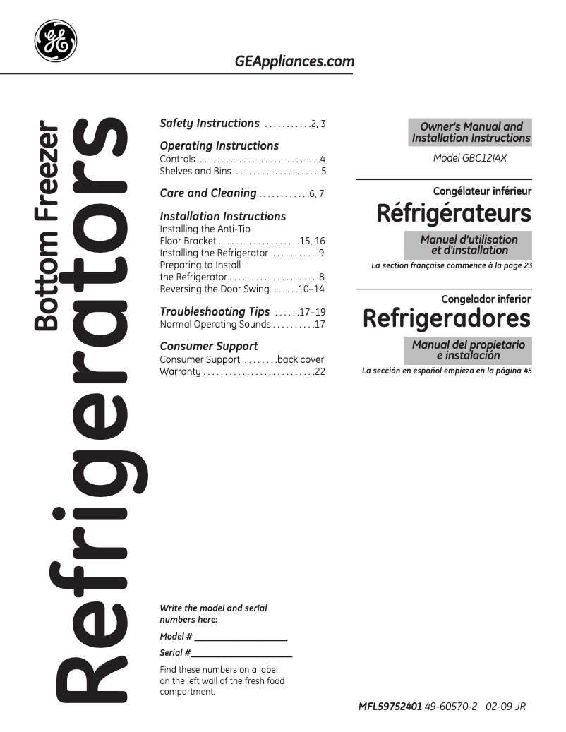 Imagen de la primera página del manual del dispositivo GBC12IAXRSS