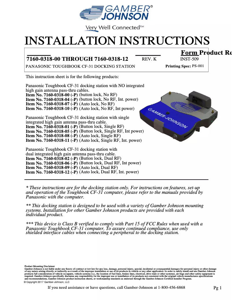 Imagen de la primera página del manual del dispositivo 7160-0318-04