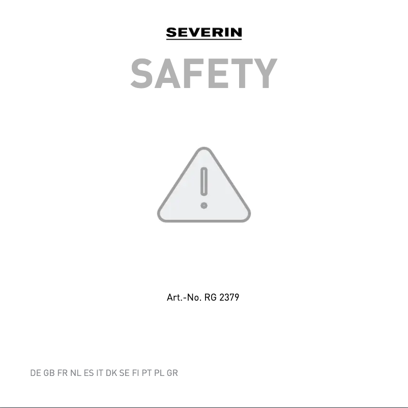 Página 1 del manual Instrucciones de seguridad Severin RG 2350