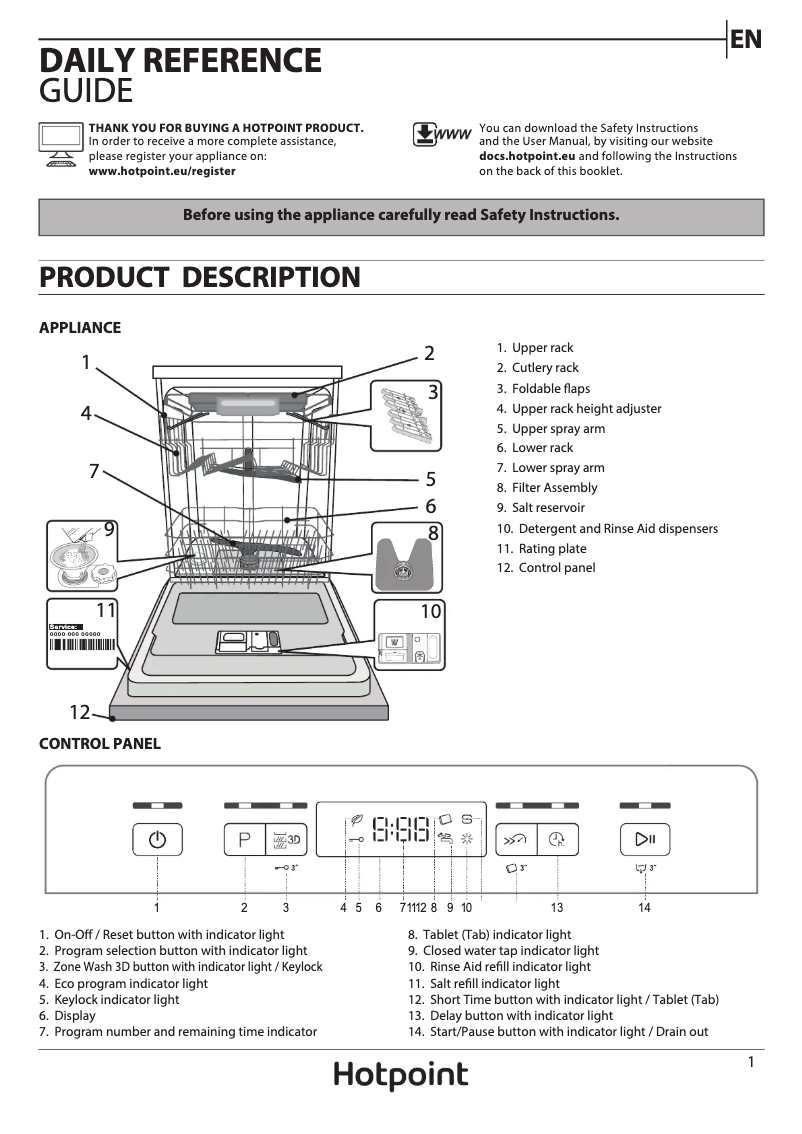 Página 1 del manual Manual de instrucciones Hotpoint HFC 3T232 WFG X UK